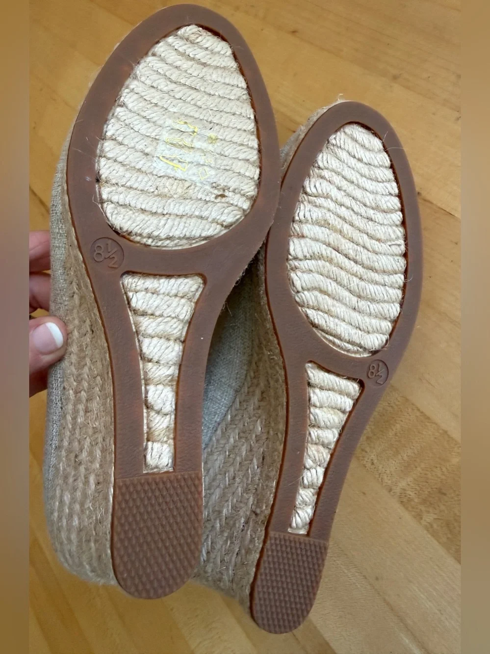 NEW* J. Crew Seville Espadrilles Wedges Shoes Beige Linen Gold Metallic 8.5